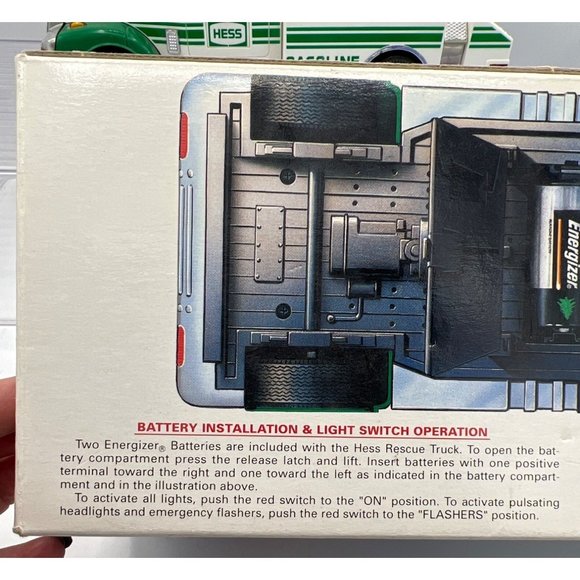 Hess Gasoline Truck Extension Ladder Lights White Green Sounds Flasher Vintage - Picture 3 of 11